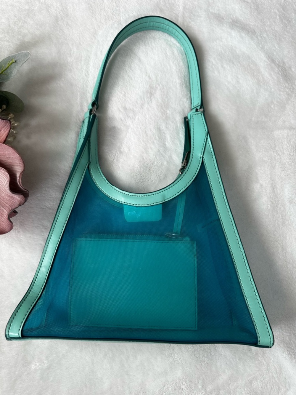 Staud Blue Marine Green Mesh Rey Bag - Picture 2 of 16